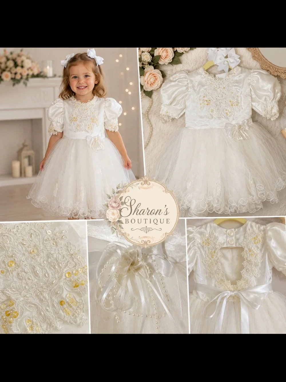 Vintage Baby Baptism Christening Dress Ivory Lace Tulle Size 2 NWOT